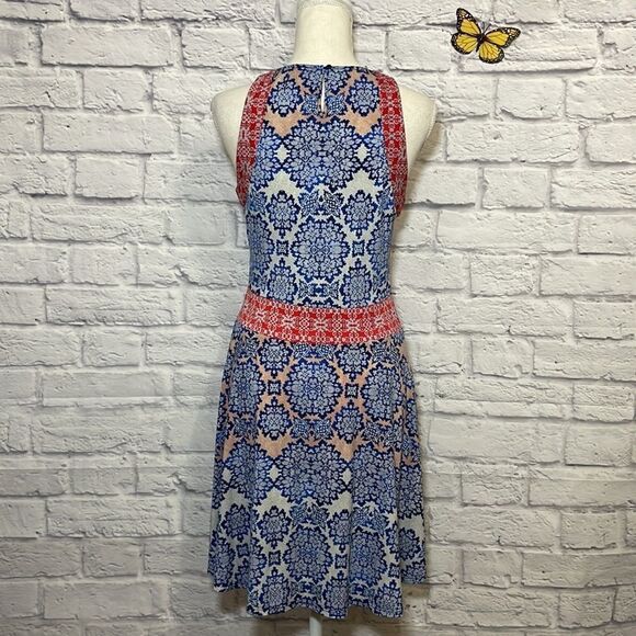 BCBGMAXAZRIA Nadia Multicolor Criss-Cross Fit and Flare Dress Size Small - Picture 8 of 15